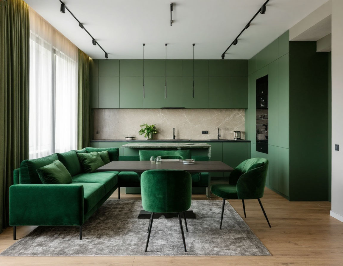 Элитнейшая современная гостиная-кухня под ключ фото